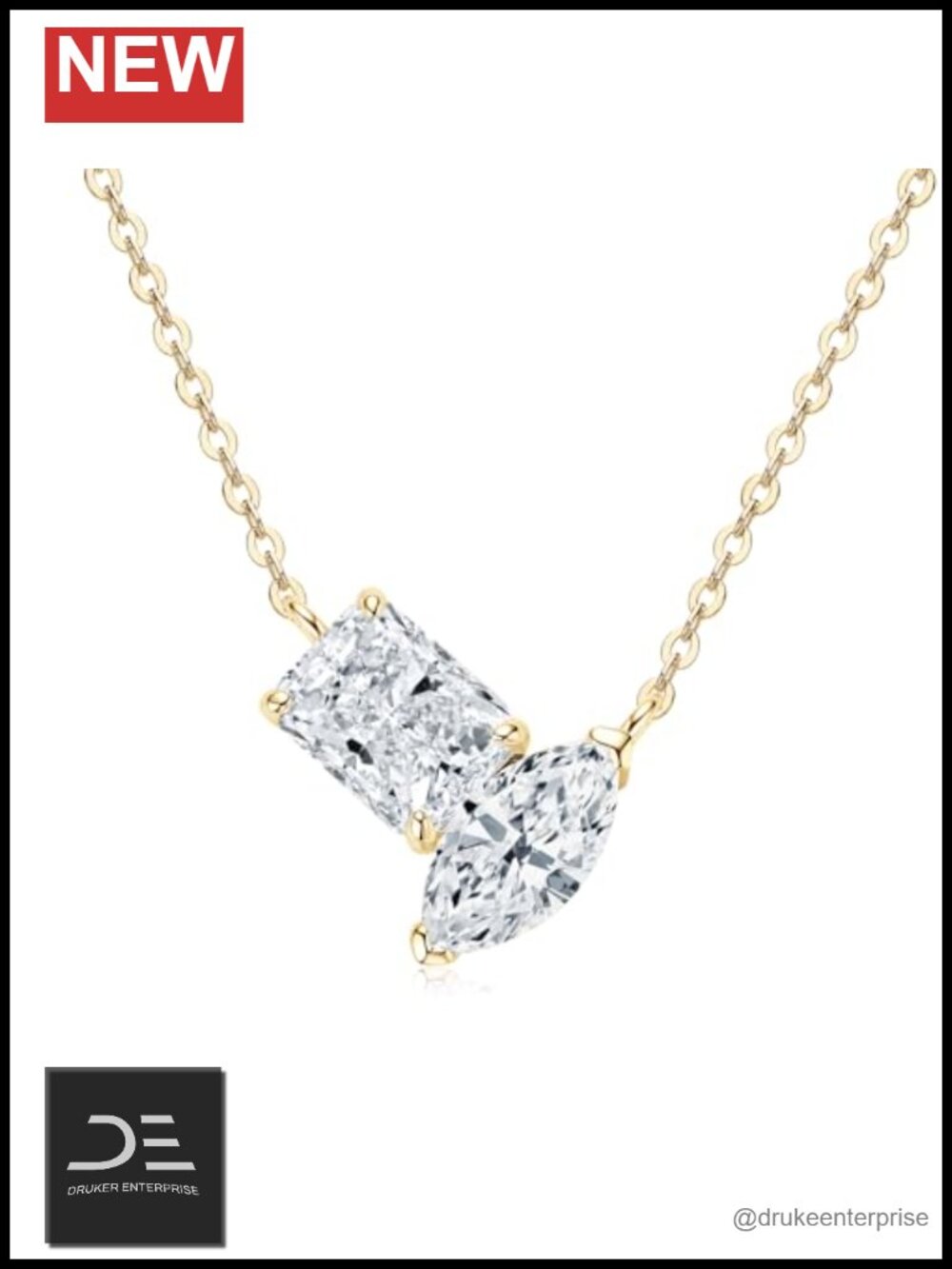 Moissanite Pendant Necklace Women Sterling Silver 925 3ct D Color 18k Gold